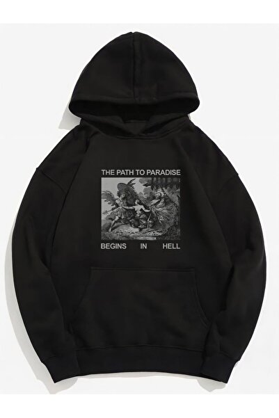 MAYDAY CULTURE سويت شيرت أسود بثلاثة خيوط مطبوعة للجنسين مقاس كبير مطبوع بتقن...