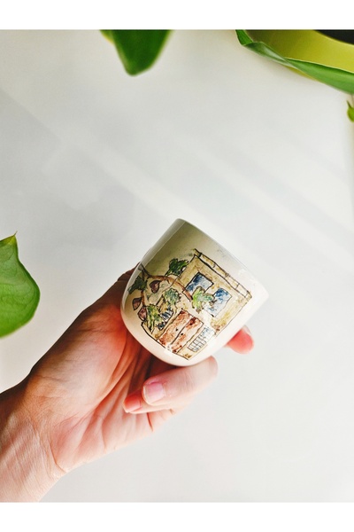 WEBBMODA Handmade Custom Drawing Fig Home Coffee Cup