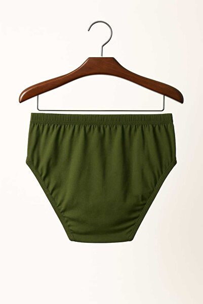 enmodaiçgiyim 15 Pieces 100% Cotton Khaki Green Men's Briefs – Breathable, Comfortable Fit
