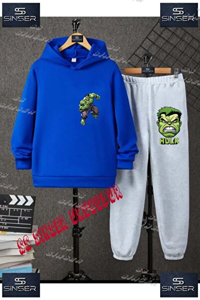 SS SİNSER Παιδικό Unisex Σετ Φόρμας με Κουκούλα και Στάμπα "HULK KIZGIN SOL U...