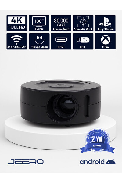 jeero Mini Ev Sinema Projeksiyon Cihazı Türkçe Menü (Cepte Taşınabilir)