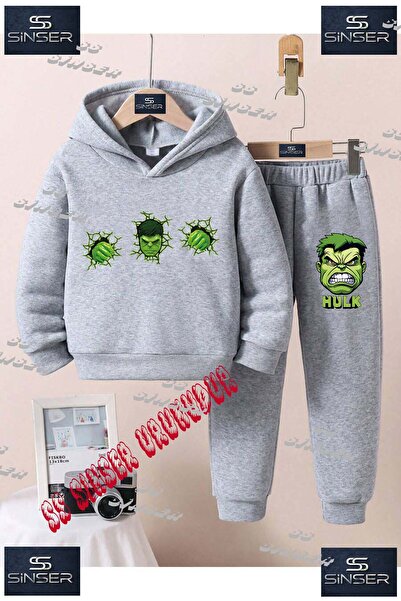 SS SİNSER Детски унисекс спортен екип с качулка и принт „HULK HEAD AND HANDS ...