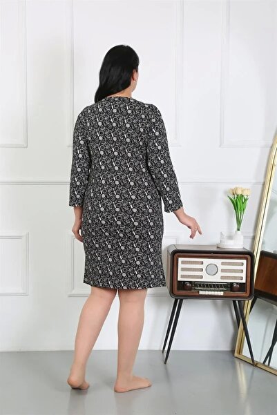 alfa expres Fashion Women's Plus Size Combed Cotton Nightgown Home Dress Black