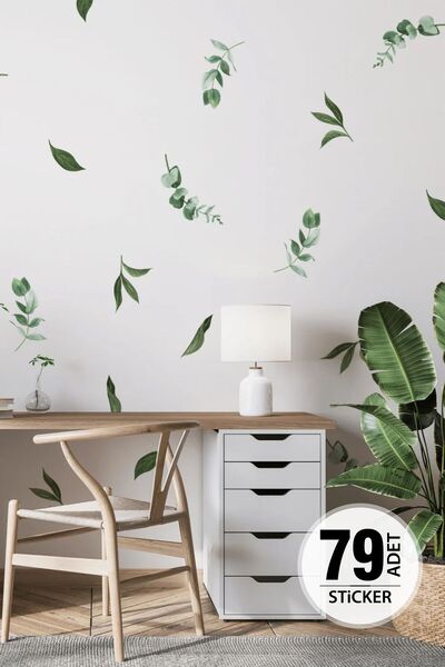 TUGİBU Tropikal Bitkiler Sticker Seti, Yeşil Bitki Dekor Sticker, Duvar Sticker Seti