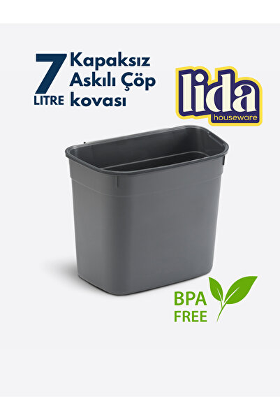 Lida Houseware 7 Liter Hanging Trash Can Without Lid - Fits All Kitchen Cabinets Bpa-Free Trash Can 7L