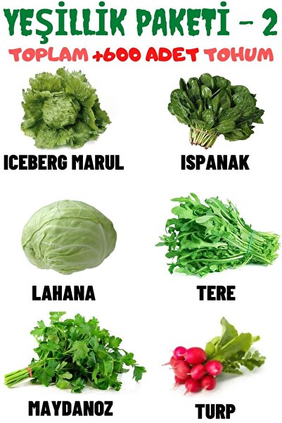 Genel Markalar Yeşillik Paketi-2 Iceberg Marul, Ispanak, Lahana, Tere, Maydan...