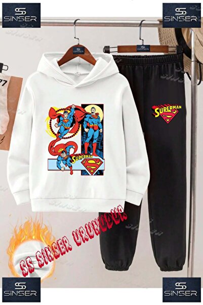 SS SİNSER Παιδικό Unisex Σετ Φόρμας με Κουκούλα και Στάμπα "SUPERMAN 3 LU AFIS"