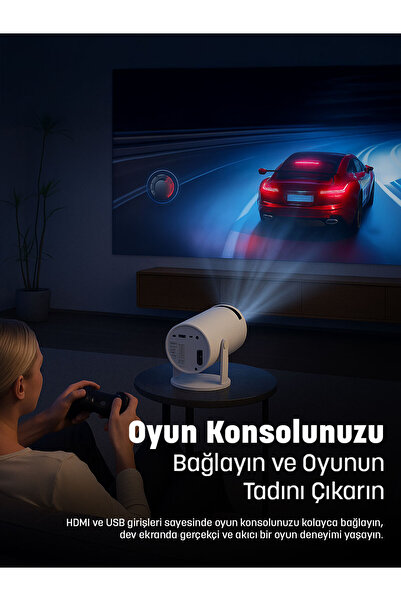 jeero Oyunlu Projeksiyon Cihazı 2 Kollu -20.000 Oyun -Türkçe Menü Android 12