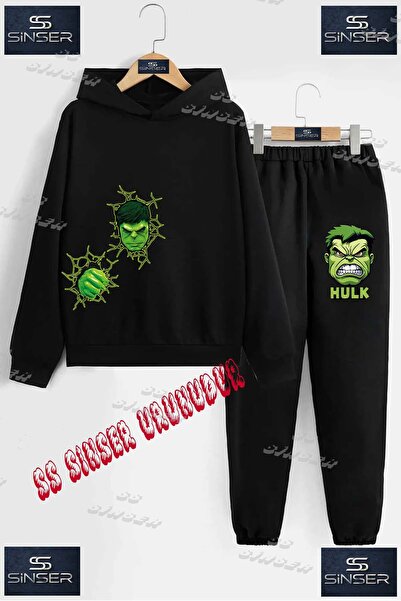SS SİNSER Παιδικό Unisex Σετ Φόρμας με Κουκούλα και Στάμπα "HULK SAGDA KAFA T...