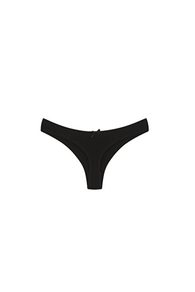 Akbeniz Fashion Cotton 3-Piece Thong Panties Black