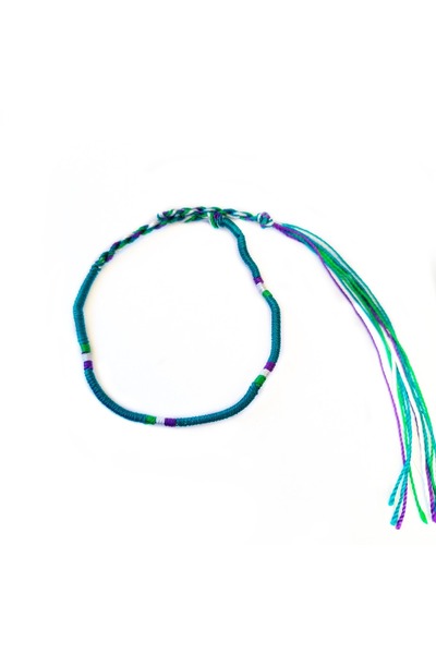 Wild Bracelets Adjustable textile bracelet, dark turquoise green, for hand and foot made of silk