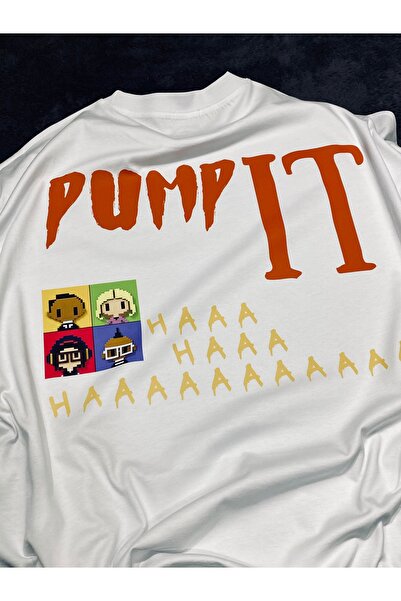 Spark Collection Λευκό μπλουζάκι Pump It 100% βαμβακερό με λαιμόκοψη ποδηλατικού τύπου