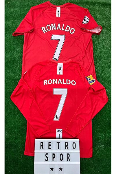JANJON STAR Set of Two Cristiano Ronaldo 2008 Season Manchester.United Red Color Long/Short Sleeve Nostalgia Jersey