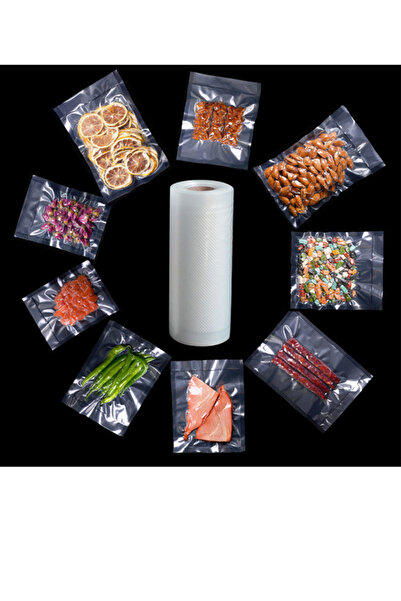 VI'ORIO 25cm X 5m (2 adet) Rulo Tırtıklı Vakum Makinesi Poşeti Vakum Poşeti