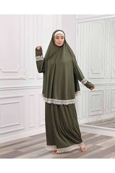 ALDAİR Double Piece Women's Hijab Embroidered Prayer Dress Anti-Sweat Prayer Clothing