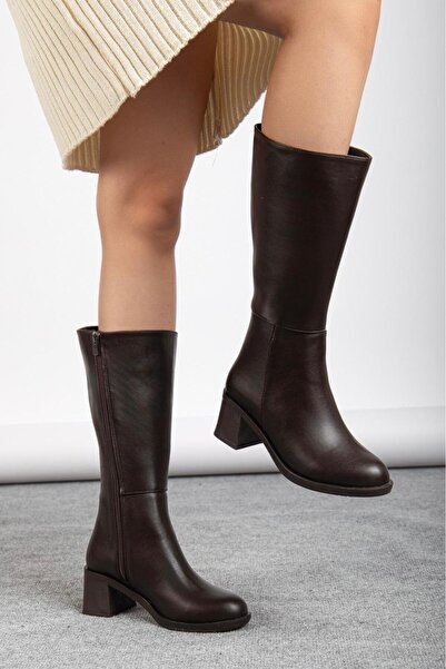 Roza 700 ΚΑΦΕ Δερμάτινες Γυναικείες Μπότες