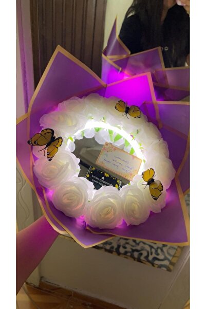 KAYZEN AYNALI BEYAZ GÜL BUKETİ