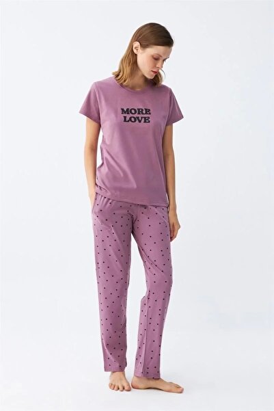 alfa expres Set de pijamale cu mâneci scurte din bumbac pieptănat cu model de...