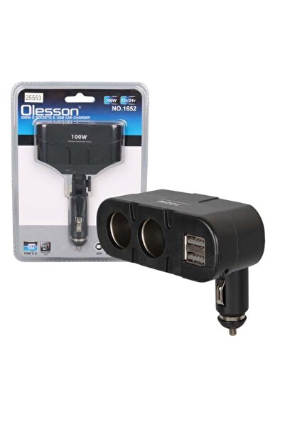 Genel Markalar 1652 12-24V Çift USB Girişli 100W 2'Li Araç Çakmak Çoklayıcı