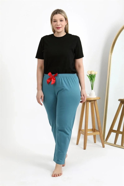 alfa expres Fashion Women's Cotton Plus Size Bottom Pajamas Petrol