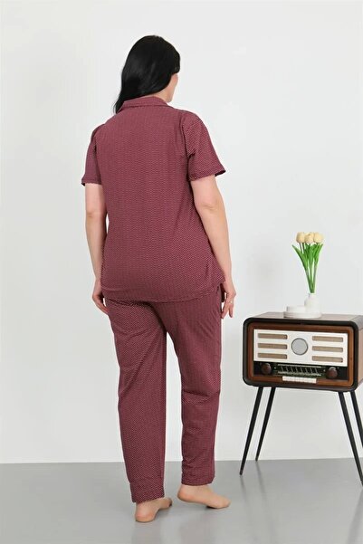 alfa expres Fashion Women's Plus Size Cotton Pocket Buttoned Purple Pajama Set