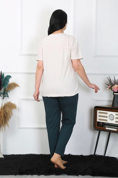 alfa expres Fashion Women's Plus Size Cream Pajama Set