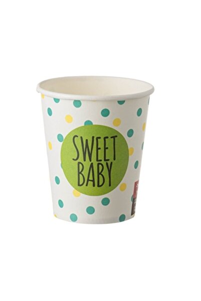 SHOPIENS Set 6 pahare de carton Baby Shower Shopiens®, albe cu buline galbene...