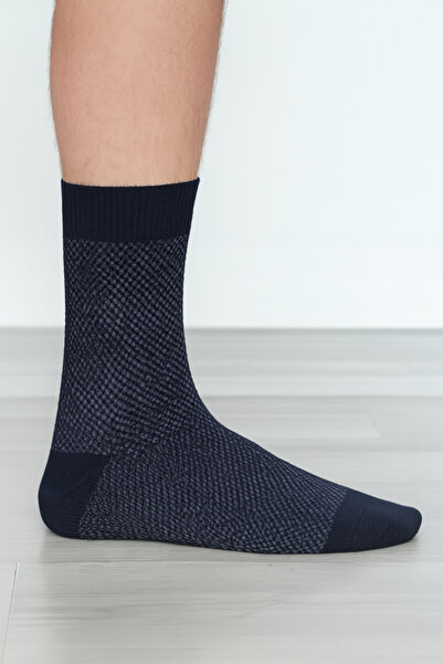 İbrahim Berk 5 Çift Erkek Dikişli Damalı Uzun Soket Çorap Karışık Renkli Klasik Çorap Seti