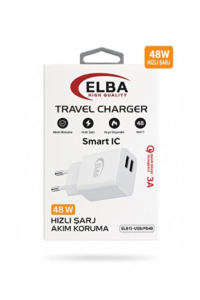 ELBA ELB13 Elb-48w 3.4A USB/Pd48 (Usb+Type-C) Akıllı Koruma/ Isıya Dayanklı H...