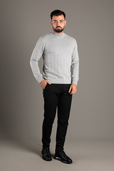 ZEKİ ÖZER Men's Gray Patterned Fisherman Tricot