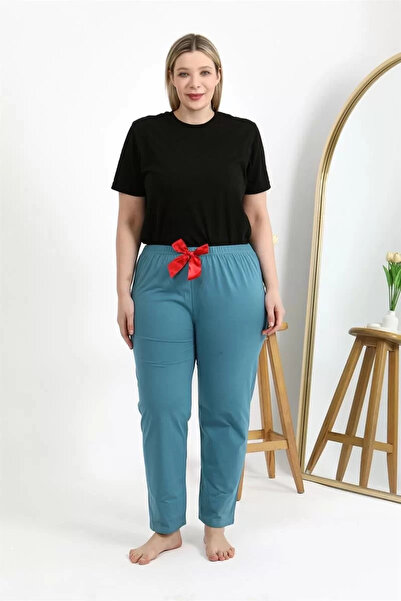 alfa expres Fashion Women's Cotton Plus Size Bottom Pajamas Petrol