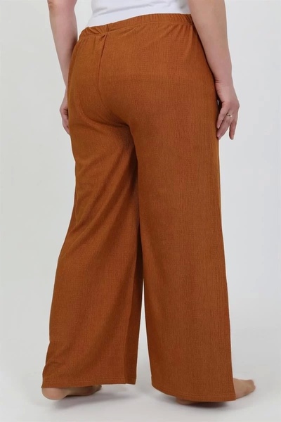 Genel Markalar Moda Kadın Büyük Beden Bürümcük Pantolon Kremit