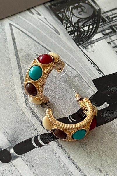 Trendy Butik Natural Stone Hoop Earrings