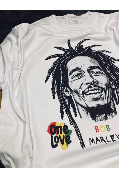 Spark Collection Λευκό μπλουζάκι Bob Marley 100% βαμβακερό με λαιμόκοψη
