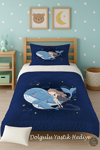 Talia Home Синьо-блакитна ковдра для дитини з малюнком рибок TLAG-283