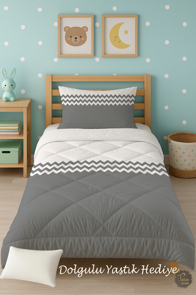 Talia Home Односпальний дитячий ковдра з сірим зигзагоподібним візерунком TLA...