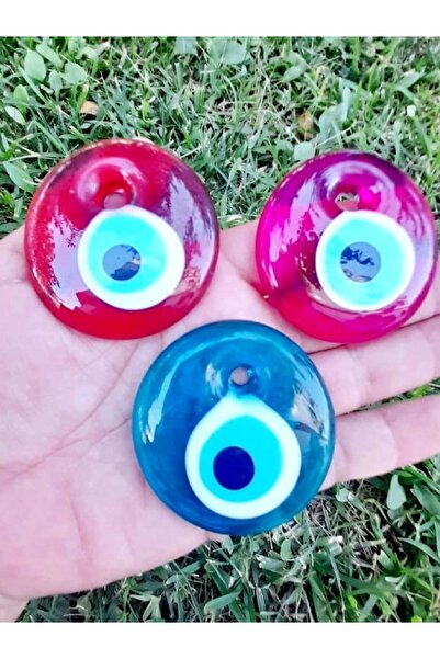 ella'nın çarşısı 3 bucăți de mărgele de sticlă colorate de 5 cm - roșu, albas...