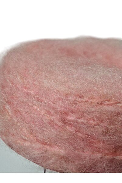 Ece Örgü Tasarım Atölyesi Şeftali pembesi, bol tüylü, moher örgü ipi (500 gr.)
