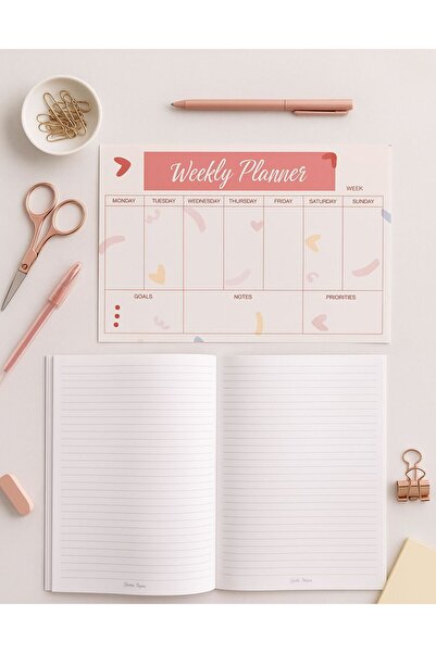 YLDZ مخطط أسبوعي بحجم A4 - مخطط أسبوعي ودفتر ملاحظات بحجم A4 مكون من 48 صفحة ...