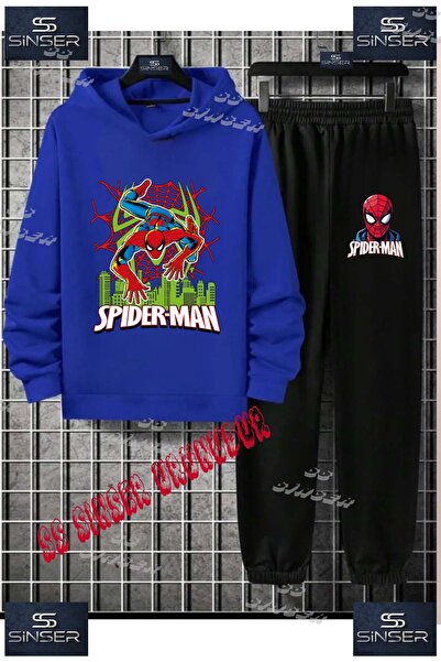 SS SİNSER Çocuk Unısex "ORMCKMAN YESIL SEHIR UZANAN"Baskılı Kapşolu Eşofman Takımı