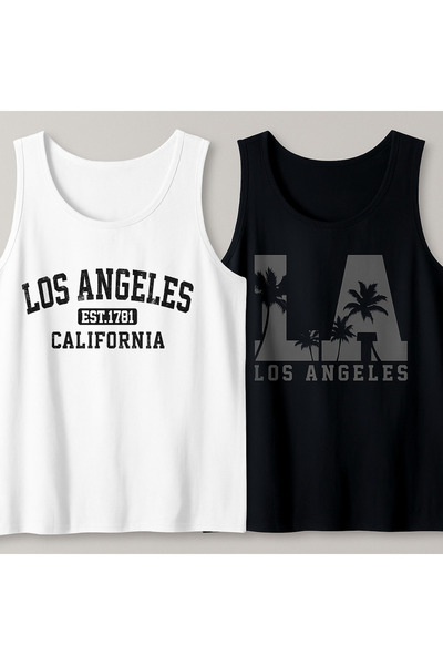 MARKATEM 2-Pack Losangeles Printed Cotton Unisex Oversized Athlete