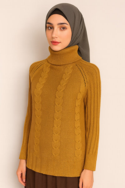BİGAMTEKSTİL Turtleneck Sweater with Hair