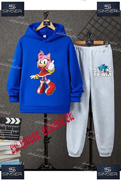 SS SİNSER Children's Unisex'Sonic Pink Anime Girl' Custom Printed Hoodie Trac...