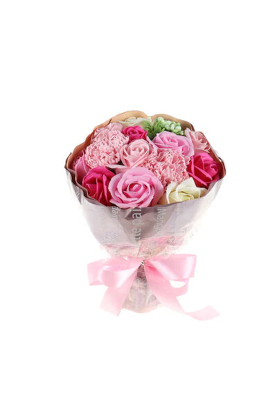 velve Floral arrangement, Bouquet of soap roses and carnations, Pink, Pink