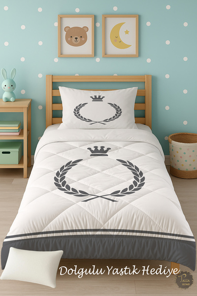 Talia Home Дитячий ковдра з сірим смужкою і візерунком у вигляді корони, комп...