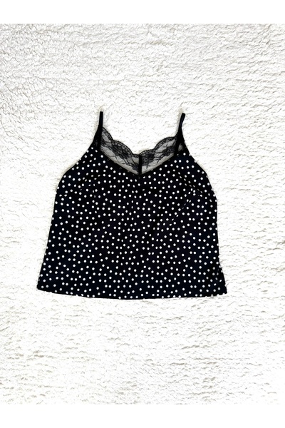 PELMA MODA Puantiye dantel detay bluz