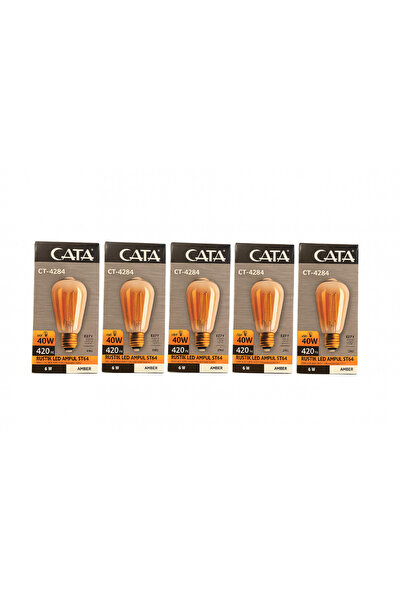Cata CT-4284 6W RUSTİK LED AMPUL ST64 -AMBER-5 Lİ PAKET