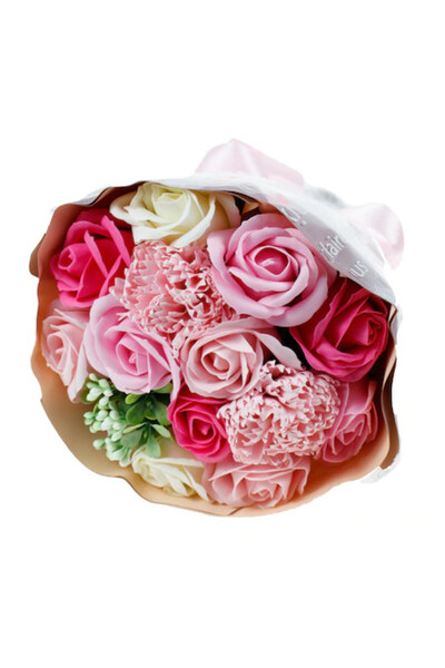 velve Floral arrangement, Bouquet of soap roses and carnations, Pink, Pink