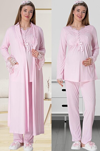 Lohusa Homewear Set de pijamale pentru femei, roz, cu design special, cu deta...