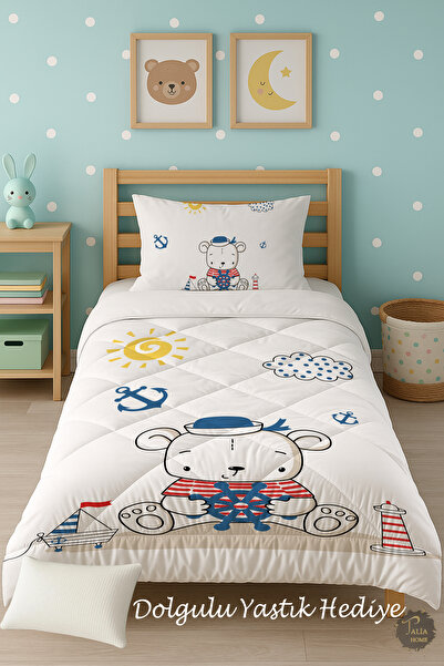 Talia Home Cute Sailor Patterned Single Children's Quilt Sleeping Set Tlag-259